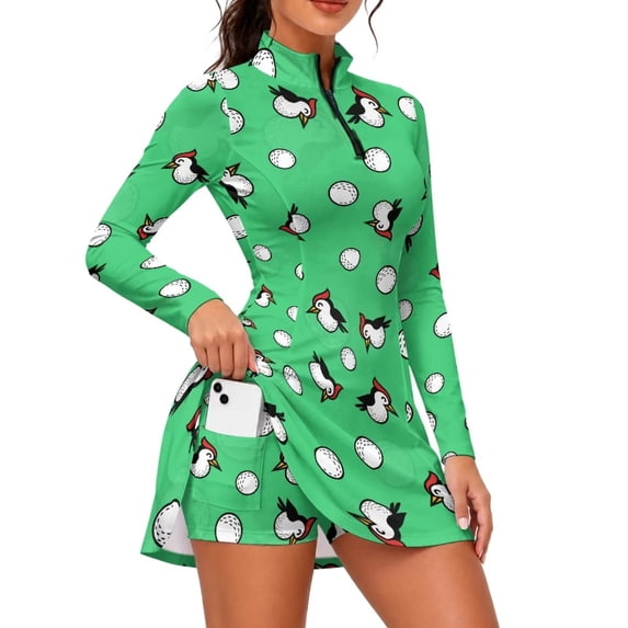 KEIAHUAN Funny Cute Birds Golf Dress for Women with Shorts Quick Dry