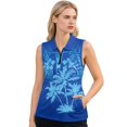 thumbnail image 1 of KEIAHUAN Palm Tree Racerback Women Athletic Sleeveless Tops Breathable Polynesian Golf Shirts Moisture Wicking Quarter Zip Workout Tennis T-Shirts with 2 Side Pockets, 1 of 7