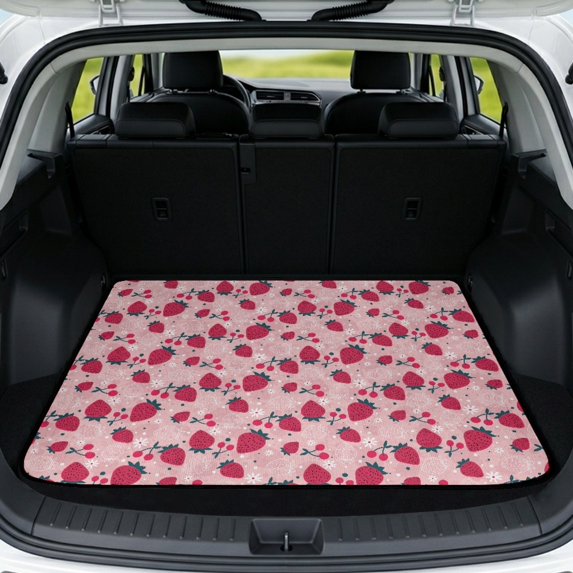 KEIAHUAN Pink Strawberry Car Trunk Mat 29" x 39", Universal Scratchproof Cargo Liner Non Slip Protection for Most Cars and SUV
