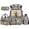 thumbnail image 1 of KEIAHUAN Soccer Duck Camo Girls Backpack Set, 17 Inch Campus Backpack, 4 Piece Matching Bundle, Water Resistant, 10-12 Years Old Daily Use Gear, Full Lunch Bag & Storage Pencil Case, 1 of 7