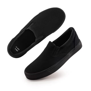 KEINDI Women’s Slip On Canvas Low Top Shoes Fashion Sneakers and Casual Loafers Flats Shoes For Women All Black size 8