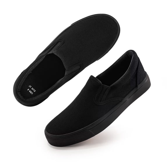 KEINDI Women’s Slip On Canvas Low Top Shoes Fashion Sneakers and Casual Loafers Flats Shoes For Women All Black size 8