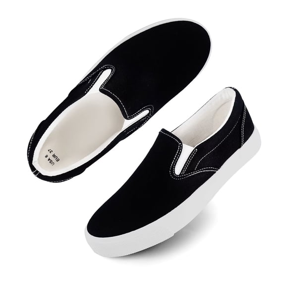 KEINDI Women’s Slip On Canvas Low Top Shoes Fashion Sneakers and Casual Loafers Flats Shoes For Women Black size 8