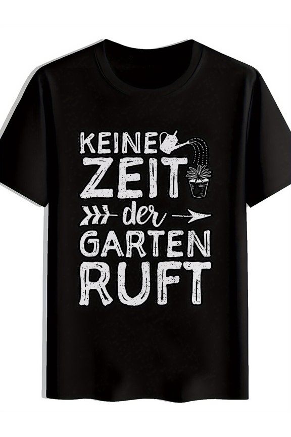 KEINE ZEIT Der GARTEN RUFT Arrow Print Men's Casual Round Neck T-Shirt, Black Versatile Print Pattern Men's Top, Men's Gift
