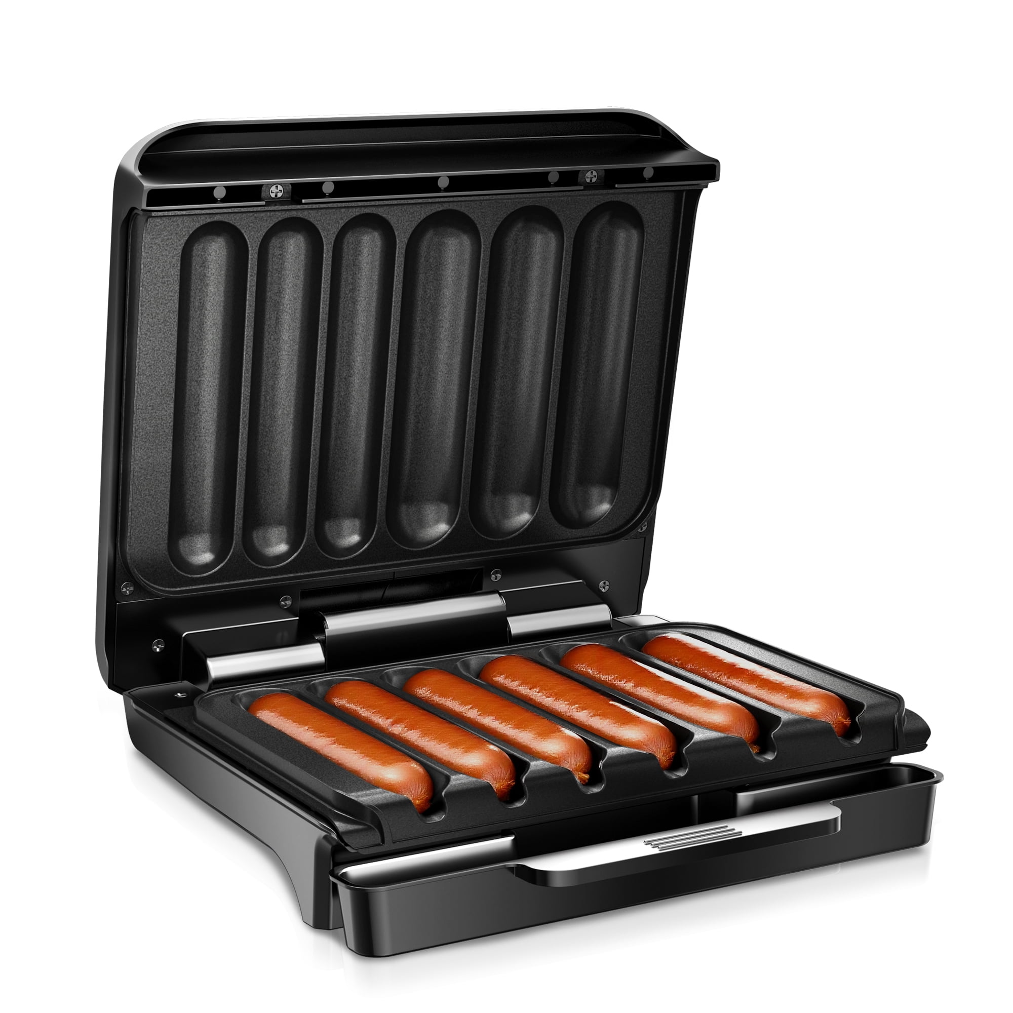 KEINVE Hot Dogs Toaster, Electric Grill with Oil Drip Tray, and Cord Storage, Ideal for Veggie Sausages, BBQ or Sausage, Nonstick Plate for Easy Clean
