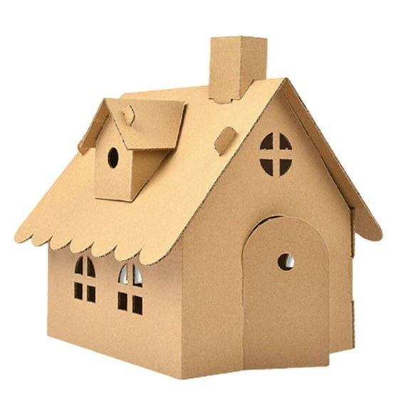 KEINXS 1 Set Interactive Handmade DIY Assembly Kit Paper Creative House Shape DIY Assembly Accessories for Children