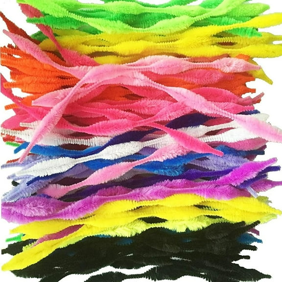 KEINXS 100-Pack Pipe Cleaner, Bumpy Fluffy Chenille Stems for Creative Handmade Crafts hair root twist stick