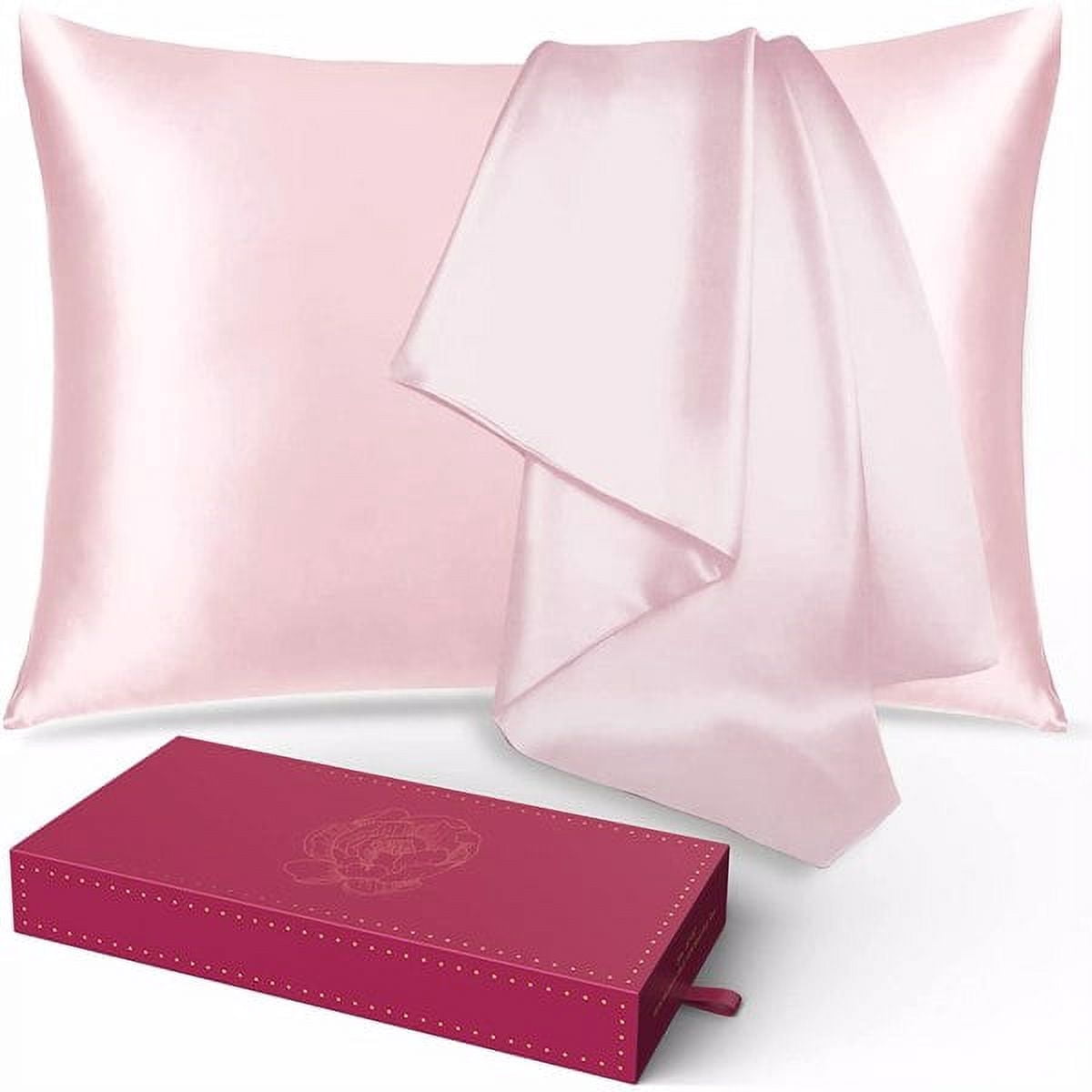 KEINXS 100% Pure Mulberry Silk Pillowcase for Hair and Skin - Allergen Resistant Dual Sides,Light Pink