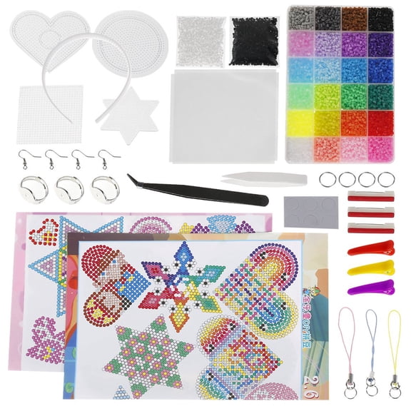 KEINXS 2.6mm Fuse Beads Kit 15000-16000Pcs 24 Colors Art Crafting Melting Beads Puzzle Magic DIY Art Craft Toys for Kids with Pegboards Ironing Paper Patterns Tweezers