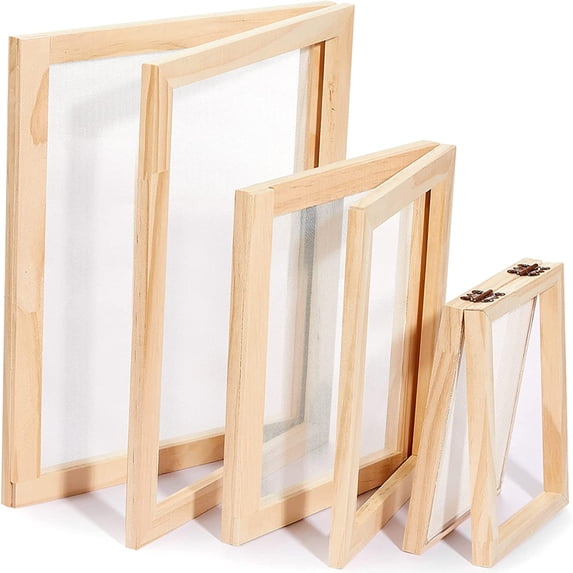 KEINXS 3 Pieces Woodworking Paper Crafting Set, 3 Sizes Solid wood opening and closing photo frame double-sided for Paper Crafts
