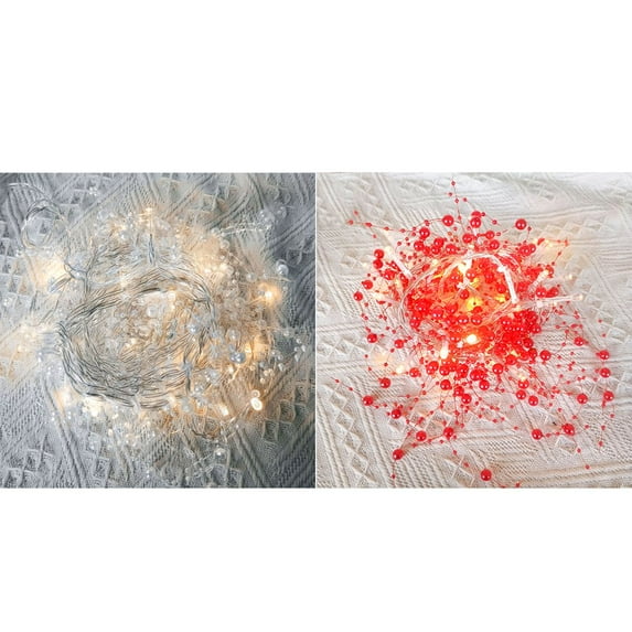 KEINXS 30/40 LEDs Christmas Pearl String Lights 13FT Battery Operated Pearl String Lights with 2 Lighting Modes Pearl String Lights for Wedding Christmas Party Decor