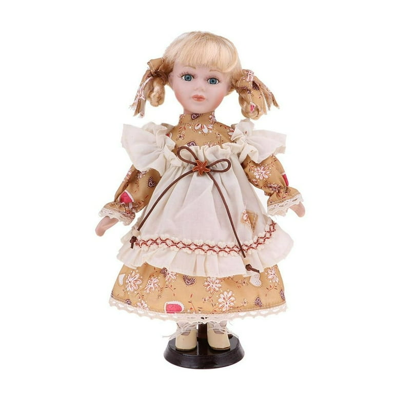 KEINXS 30cm Cute Porcelain Doll Girl Figures with Stand Adult
