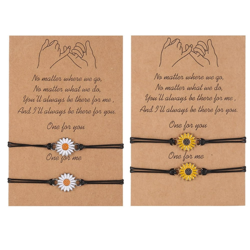 20 Pcs Sunflower Friendship Bracelets - Adjustable Boho Promise Bracelets For Couples, Women, Best Friends