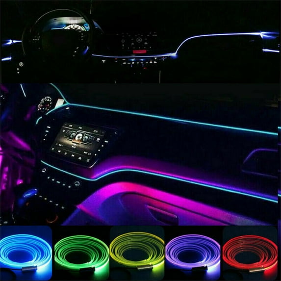 KEINXS 6M RGB LED Car Interior Fiber Optic Neon EL Wire Strip Light Atmosphere Light Strip Optic Fiber Colorful Decor