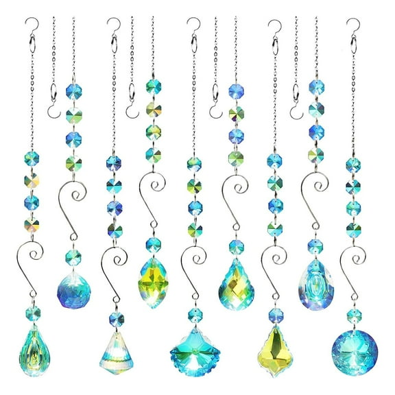 KEINXS 9 Pieces Sun Catchers Indoor Window Suncatcher Crystals Beads Rainbow Prism Balls Pendant Colorful Light Catcher Hanging Ornaments for Window Chandelier Office Home Garden Decor