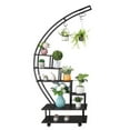 thumbnail image 1 of KEINXS Artisasset 6 Tiers Semicircular Iron Wood With Wheels Iron Planter Black, 1 of 5