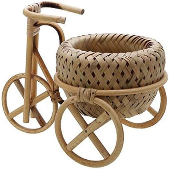 KEINXS Big Deal Bamboo Woven Hand Woven Straw Fruit Basket Wicker Rattan Food Bread Storage Box Kitchen Decoration Bicycle Finishing