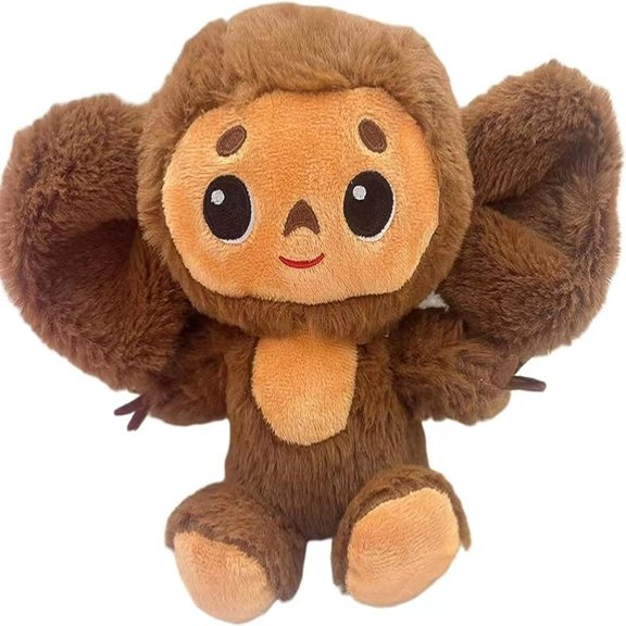 KEINXS Cheburashka Monkey Plush with Big-Eared Monkey Stuffed Animals Toy Retro Cute Plush Doll Birthday Gift for Boys & Girls Fans Collection Easter Valentine‘s Day Gifts(Rainbow+Brown 7
