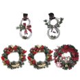 thumbnail image 1 of KEINXS Christmas Wreath Snowman Door Decoration Christmas LED Door Wreath Winter With Hats Bowknot Christmas Decoration Hanging Wall Door Party Decoration, 1 of 10