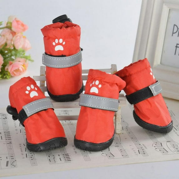 KEINXS Clearance Sale 4Pcs/Set Winter Dog Shoes For Small Dogs Wear-resistant Puppy Pet Shoes Reflective Dog Snow Boots Chihuahua Yorkie Teddy Shoes