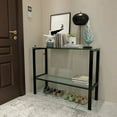 thumbnail image 1 of KEINXS Console table double tempered glass rectangular console table black legs double glass coffee table, 1 of 4