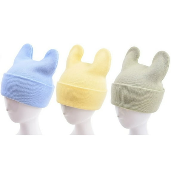 KEINXS Cotton Hospital Beanie Soft Infant Baby Windproof Cap Cute Ears Hat Double Layer Comfoetable Boy Girl Headwear