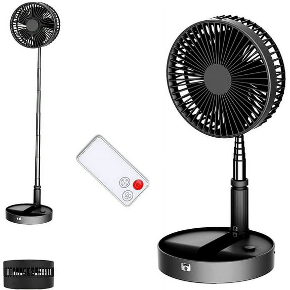 KEINXS Desk and table fan Air Circulator Fan Portable Travel Fans Battery Operated or USB Powered Adjustable Height Foldaway fan with remote Control Timer 4 Speed Settings (Pink)