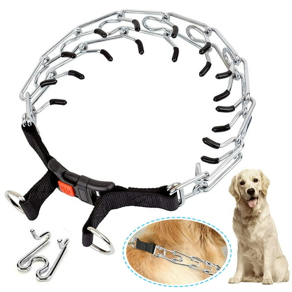KEINXS Dog Prong Collar, Dog Pinch Training Collar with Quick Release Snap Buckle And Adjustable Length for Small Medium Large Dogs S (Weight: Around 35 lbs)
