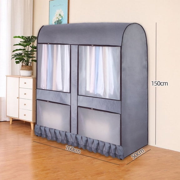 KEINXS Dustproof Garment Rack Cover Large Capacity Clothing Rack Protector with Zipper and Visible Window Household