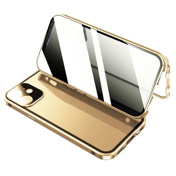 KEINXS For Tempered Glass Phone Case Double-sided Buckle Metal Anti-peeping Case Black