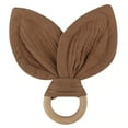 thumbnail image 1 of KEINXS Free Natural Beech Wood Baby Teether Cotton Rabbit Ears Newborn Teething Ring Rodent Gum Pain, 1 of 5
