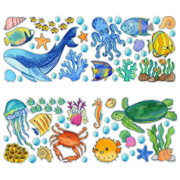 KEINXS Glow in The Dark Ocean Wall Decals Stickers, Removable Footprints Dino Stickers for Ceiling, Jungle Wall Decor for Nursery, Decoration Classroom Gift for Boy Toddlers