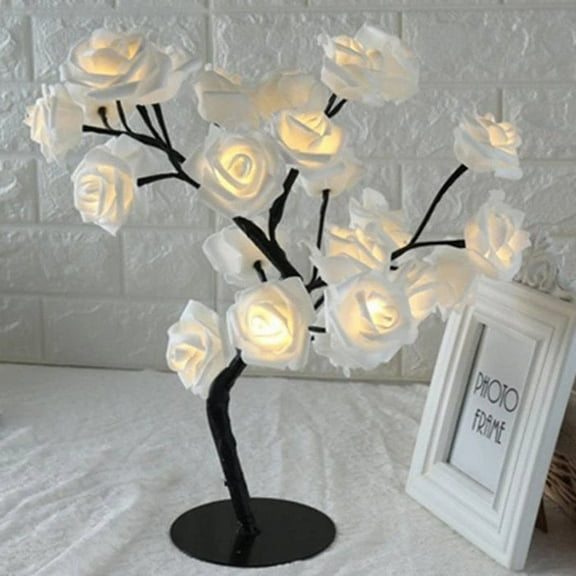 KEINXS Glowy Rose Ray Lamp Desk Tree Table Lamp for Girls Women Home Decor for Wedding Christmas Room Bedroom Party Warm White  Heavenly White