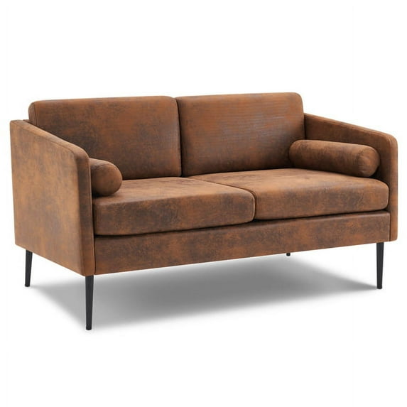 KEINXS Hot Stamping Cloth With Pillow Two-seater Surrounding Chair Indoor Two-seater Sofa Brown
