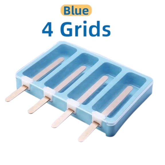 KEINXS Ice Cream Mold Ice Cube Tray Popsicle Barrel Mold Dessert Ice Cream Popsicle with Stick Lid Creative Kitchen Tool (4 Grids)