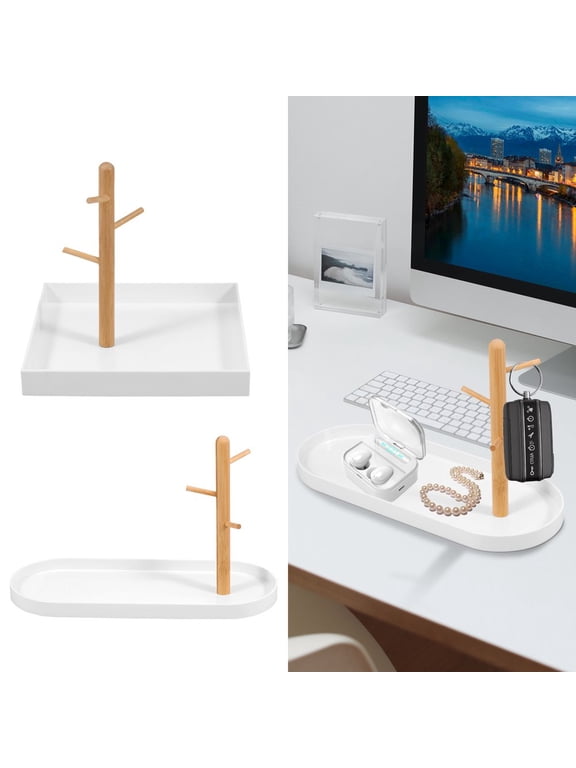 Key Bowl for Entryway Table Jewelry Tray & Key Tray Wooden 3 Stand Hanging Organizer Wooden Valet Tray Wood Key Tray for Entryway Table for Key Jewelry Ring