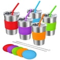 thumbnail image 1 of KEINXS Kids Cups with Straw and Lid, Spill Proof 5-Pack 12oz Stainless Steel Tumblers with Coasters, Unbreakable Water Cups, BPA Free Metal Cup for Toddlers Kids Adults Indoor Outdoor, 1 of 5