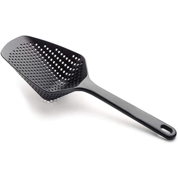 KEINXS Large Nylon Slotted Spoon, Colander Strainer Scoop, Food Filter with Handle, Kitchen Skimmer for Cooking Pasta Vegetable, Black
