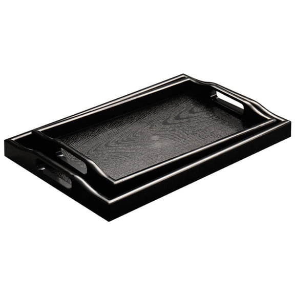 KEINXS Large Serving Tray, Plastic Ottoman Tray with Cutout Handles, Rectangle Butler Tray for Breakfast in Bed, Coffee Table, Kitchen Countertop (Black)