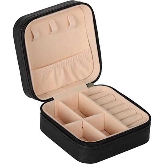 KEINXS Leather Small Travel Jewelry Case, Portable Jewelry Box with Zipper for Organized and Storing Jewelry