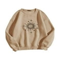thumbnail image 1 of KEINXS Long-Sleeved Fall Pullover Simple Sun and Moon Print Sweatshirt Casual Oversized Loose Sweater Top，Beige, 1 of 3