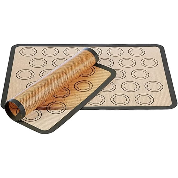 KEINXS Macaron Silicone Baking Mat Non-Stick Silicon Macaroon Baking Half Sheet BPA Free Perfect Baking Pad Cookie Kit for for Macarons,Cake,Bread and Pastry Making Set of 2