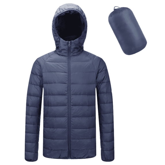 KEINXS Men‘s Down Jacket Hooded Packable Down Puffer Jacket Lightweight Water-Resistant Insulated Down Jacket