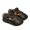 thumbnail image 1 of KEINXS Newborn Baby Shoes Stripe PU Leather Boy Girl Shoes Toddler Rubber Sole Anti-slip First Walkers Infant Moccasins, 1 of 5