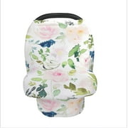 KEINXS Nursing Cover, Car Seat Canopy, Shopping Cart, High Chair, Stroller and Carseat Covers for Boys or Girls- Best Stretchy Infinity Scarf and Shawl- Multi Use Breastfeeding Cover-Flower&Leaf