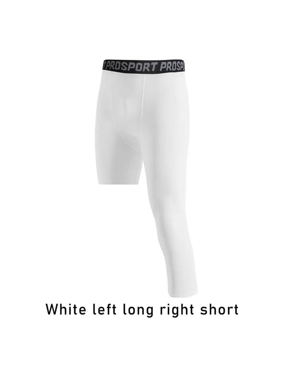 One Leg Compression Tights Full Length for Basketball Single Leg Long Pants Sports Base Layer Leggings Black L