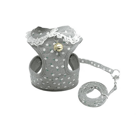 KEINXS Pet Soft Mesh Vest Adjustable Comfy Step in Dog Vest Harness with Cute Bell for Teacups, Minis, Puppies, Small Dog Breeds (Gray,L)