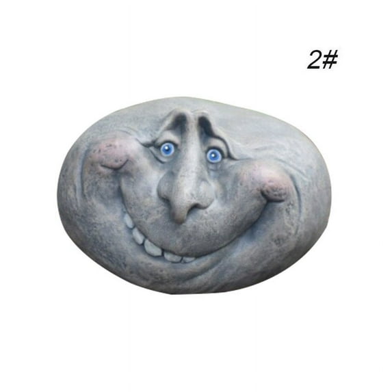 KEINXS Rock Funny Face Garden Yard Art Resin Sculptures Mystical Garden Stones For Indoors Outdoors Patio Porch