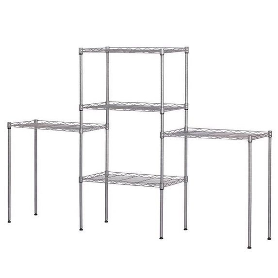 KEINXS Silver Variety Metal Combination Rack Shelf Kitchen Organizer Rack Floor Storage Rack Microwave Rack
