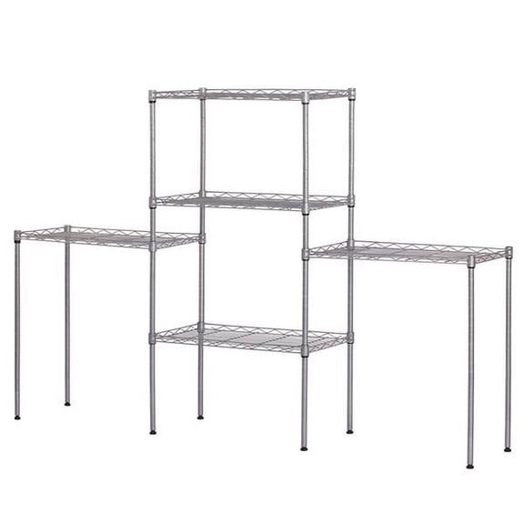KEINXS Silver Variety Metal Combination Rack Shelf Kitchen Organizer Rack Floor Storage Rack Microwave Rack